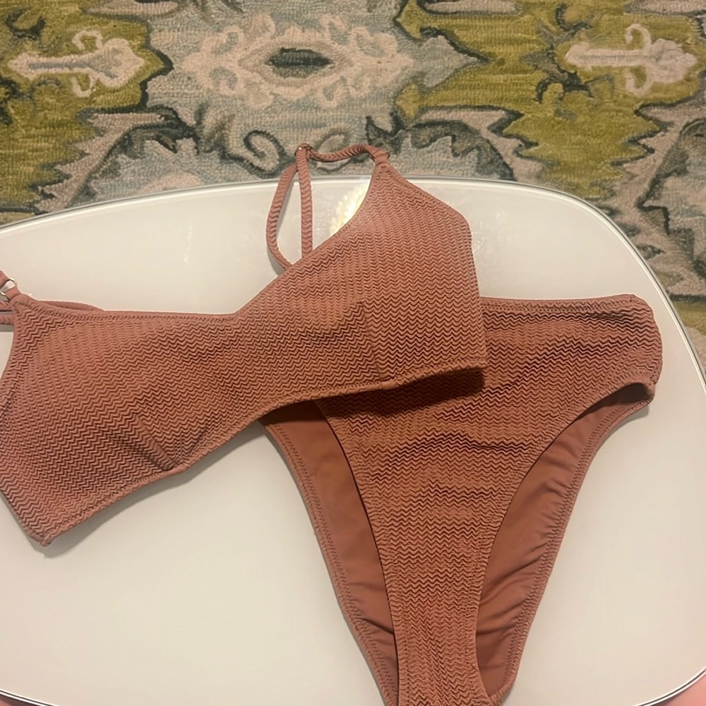 Seafolly burnt orange high waisted swim set